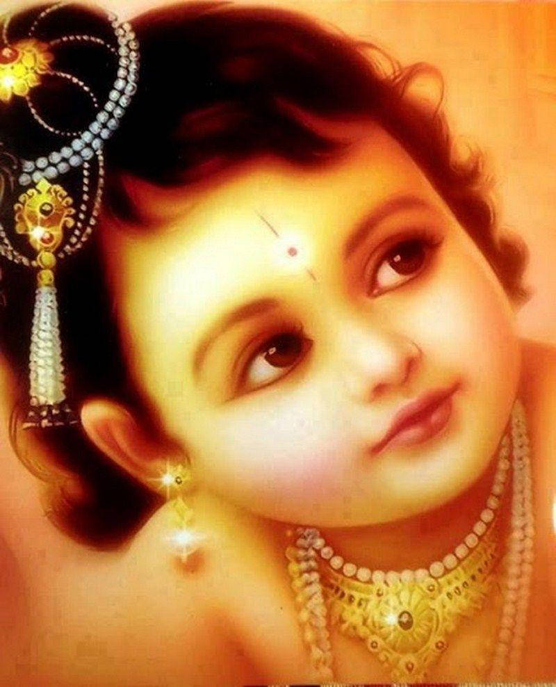 Little Krishna Hd Close-up Wallpaper