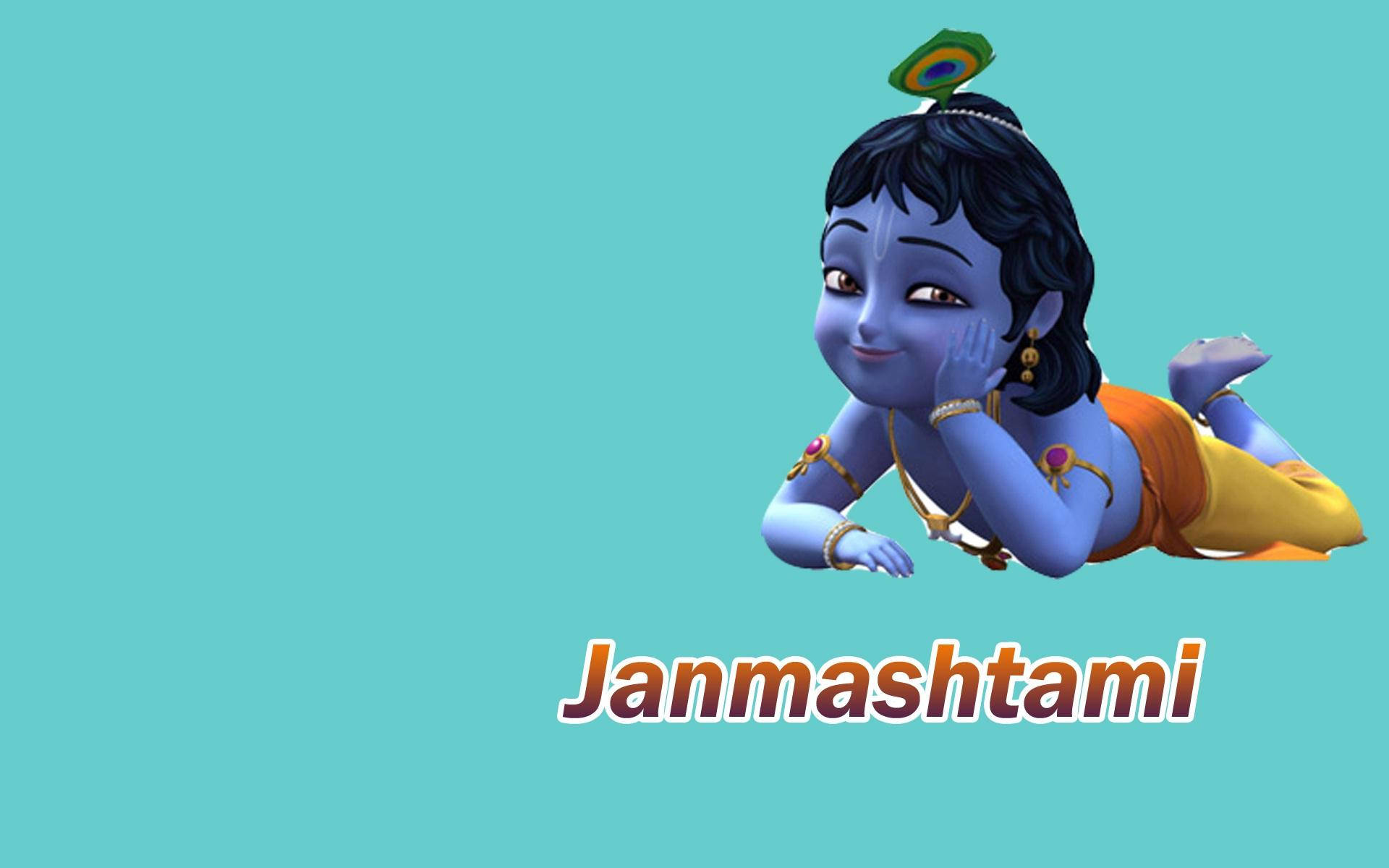 Little Krishna Hd Lying Down Blue Aesthetic Wallpaper
