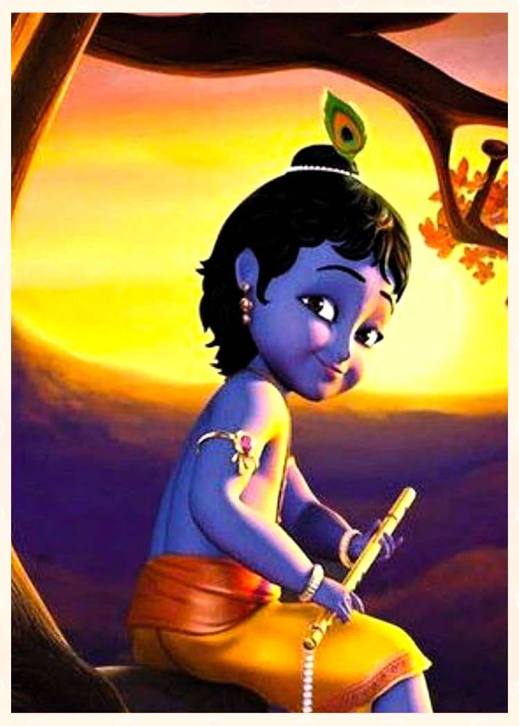 Download Little Krishna Hd Under Sunset Wallpaper 