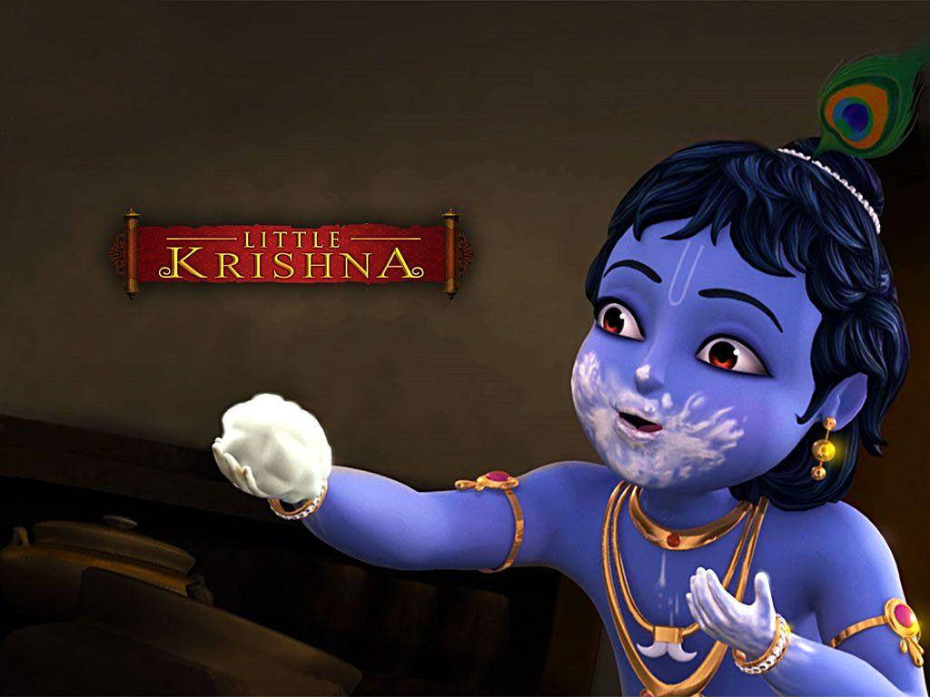 Piccolo Krishna Con Crema Sfondo