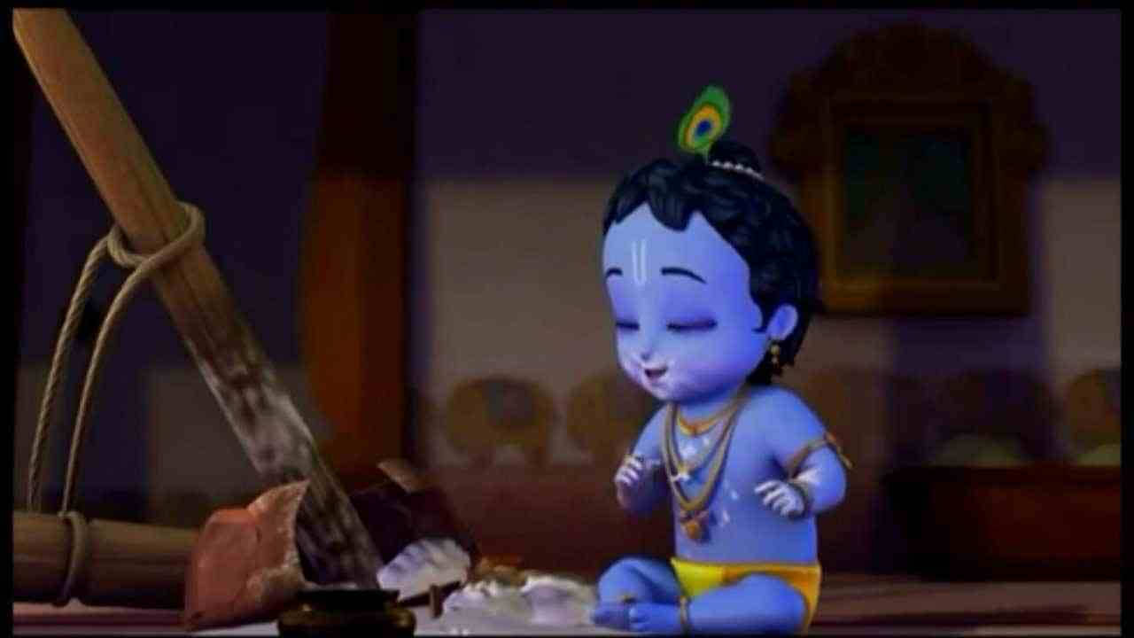 Download Little Krishna With Milk Jar Wallpaper | Wallpapers.com