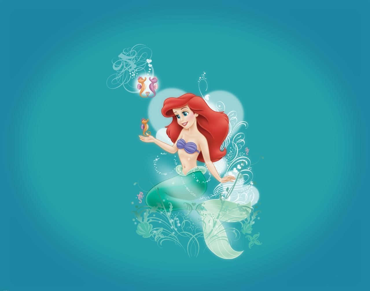 Disney Prinsesse Ariel Fra Little Mermaid Scene Wallpaper Wallpaper