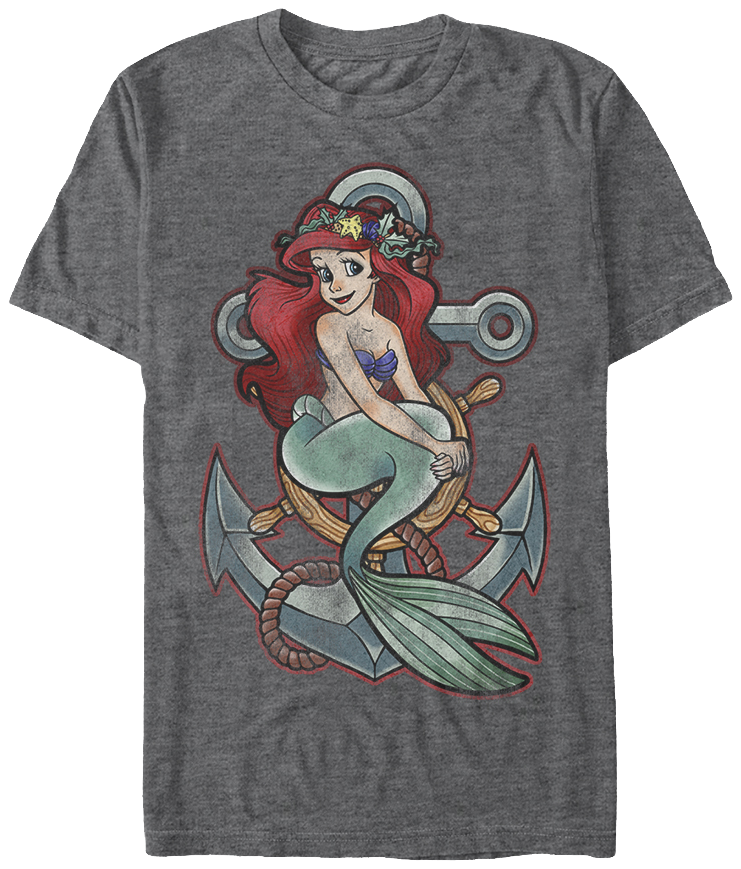 Little Mermaid Anchored T Shirt Design PNG