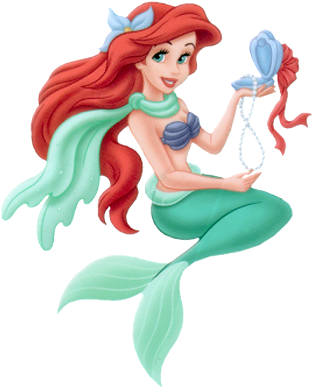 Little Mermaid Ariel With Shell PNG