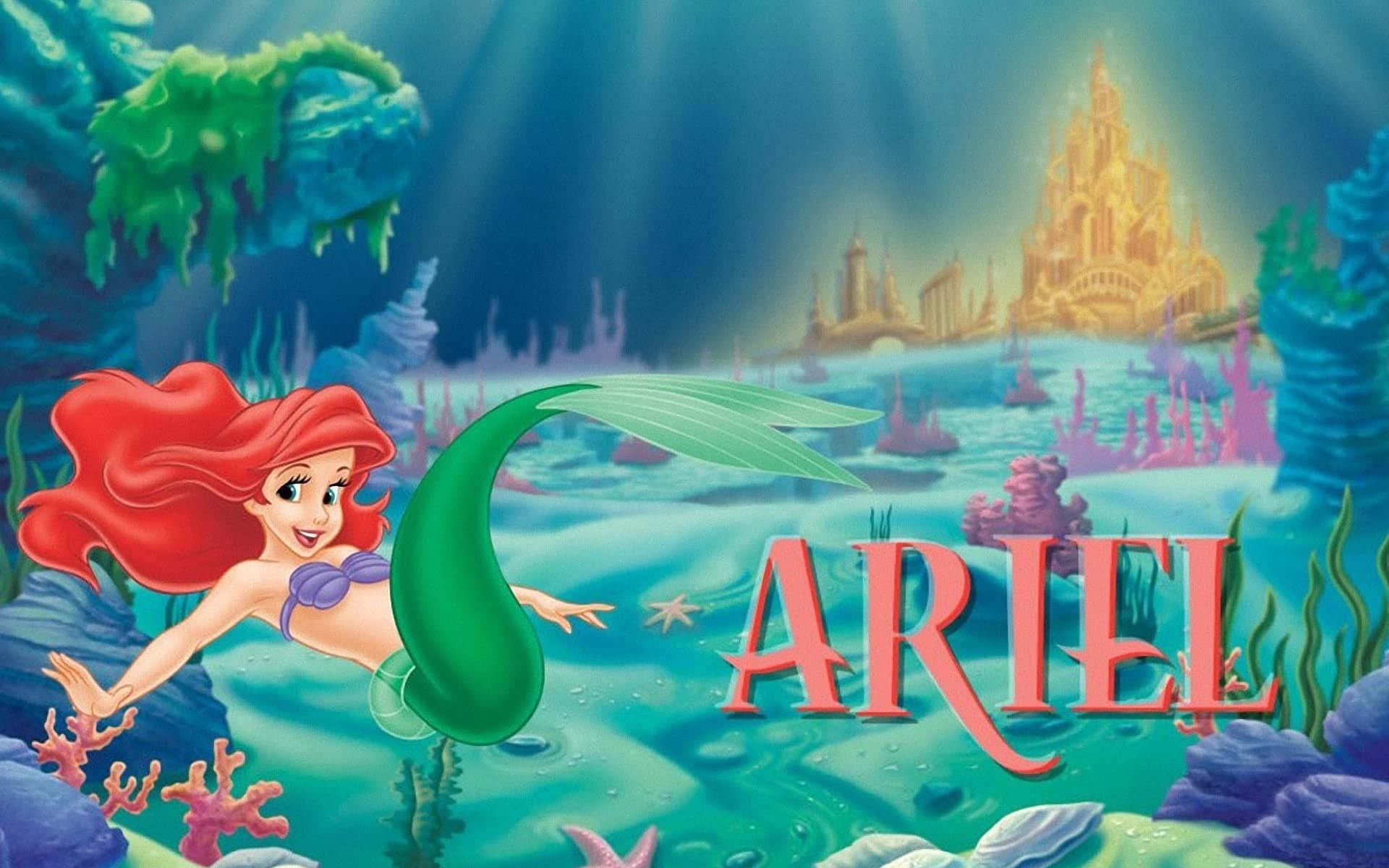A close up view of Ariel, the Little Mermaid