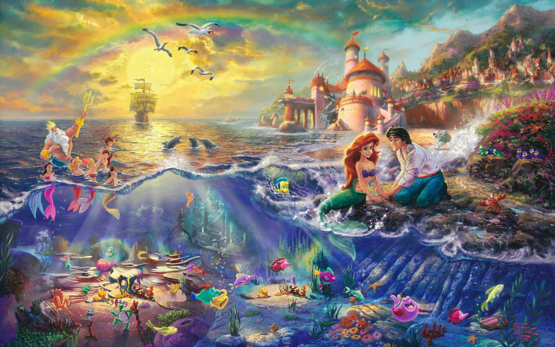 "Ariel the Little Mermaid Swims in the Ocean"