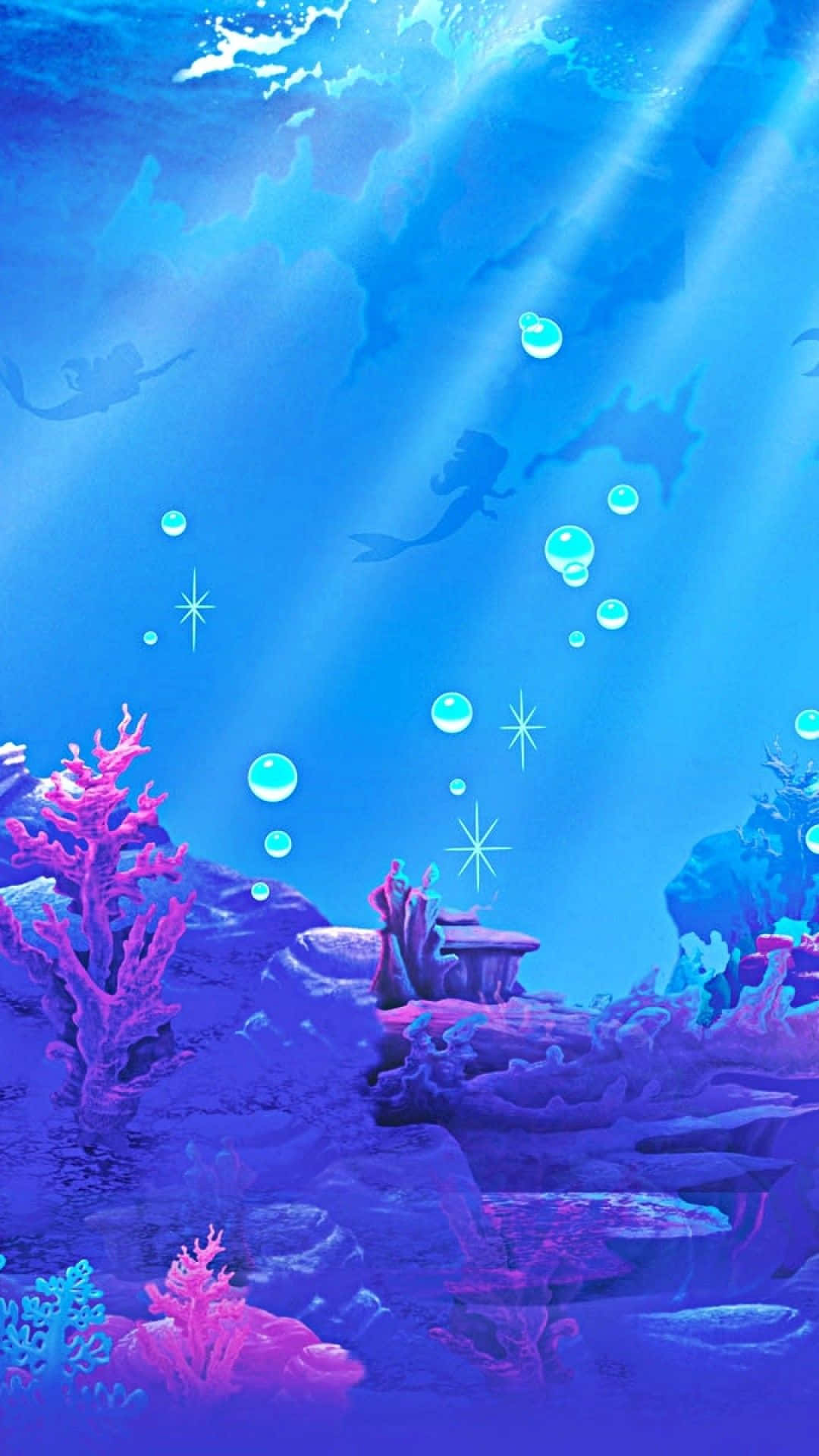 Ariel and her friends embracing their new life above the sea Wallpaper