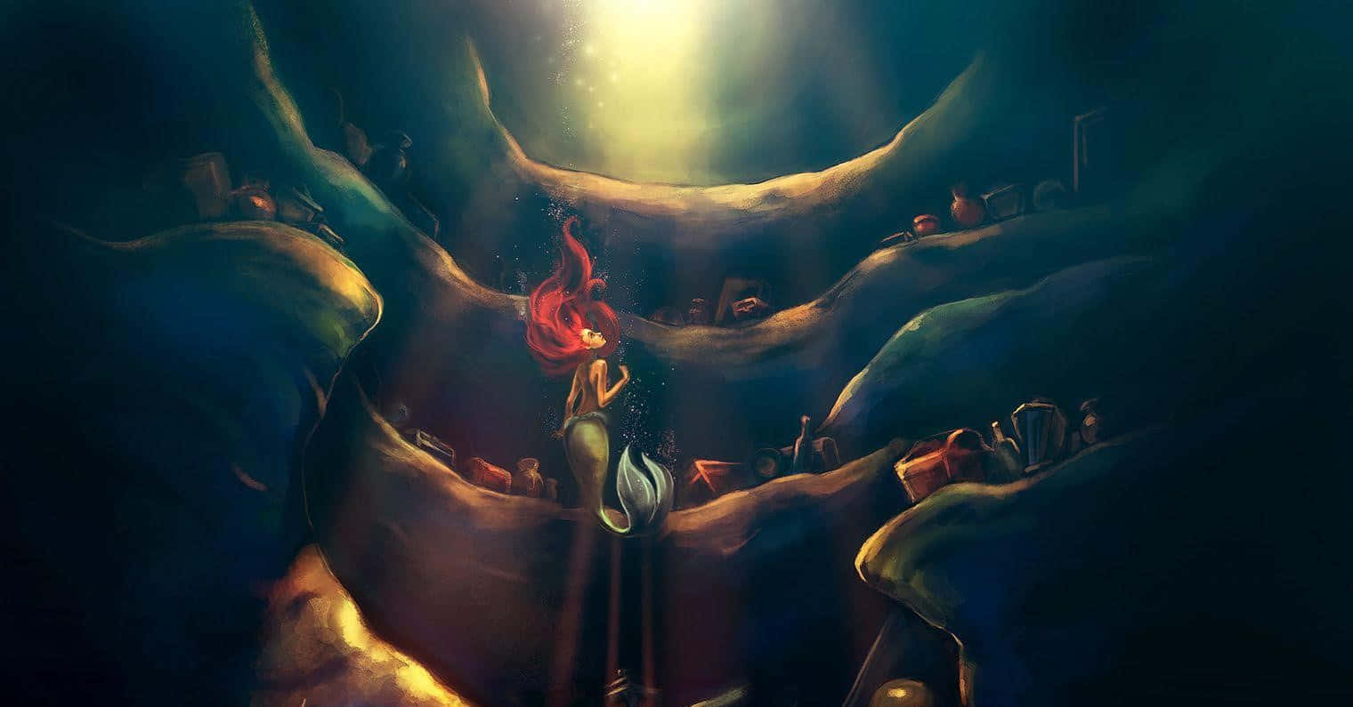 En magisk øjeblik fra Disneys Den lille Havfrue. Wallpaper