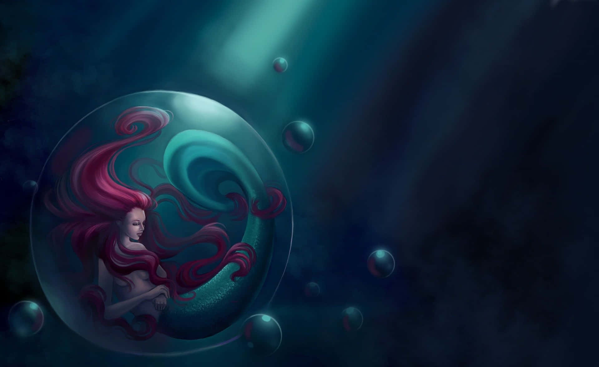 The Little Mermaid In A Bubble Digital Art Wallpaper