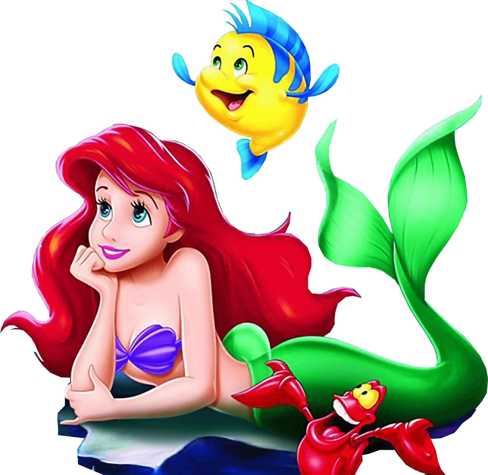 Little Mermaid With Friends Illustration PNG