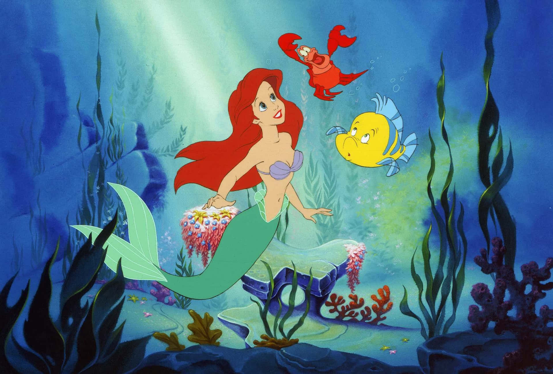 Arielfrån Disneys Den Lilla Sjöjungfrun. Wallpaper