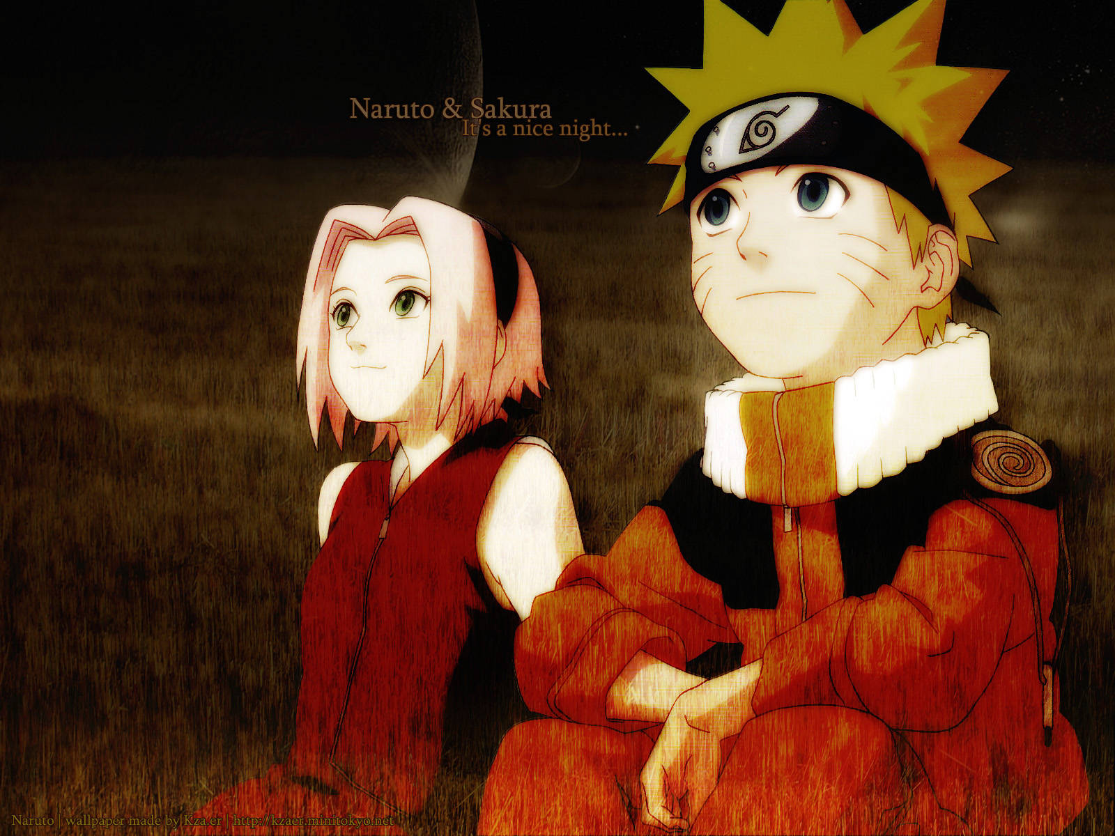 Lille ninjaer Naruto og Sakura hopper op på væggen Wallpaper