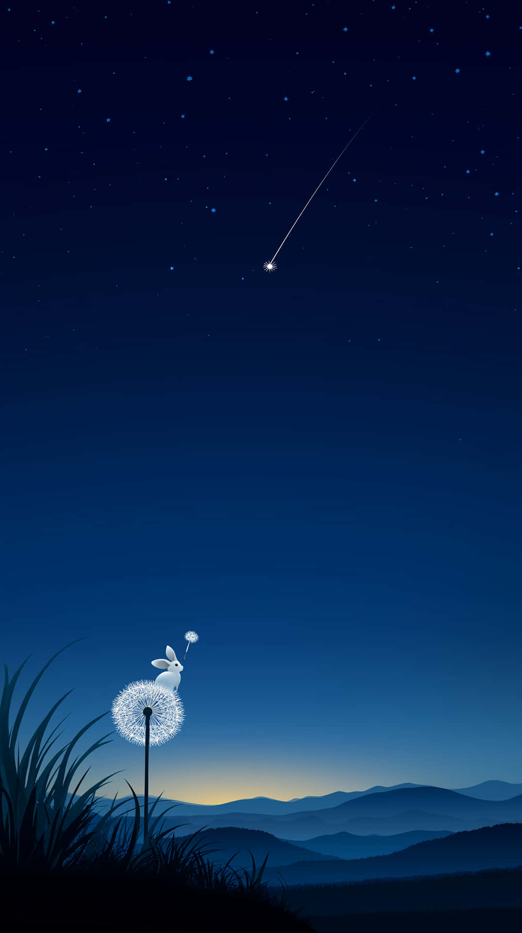 Little Rabbit Gazing At Shooting Star On Dandelion Wallpaper