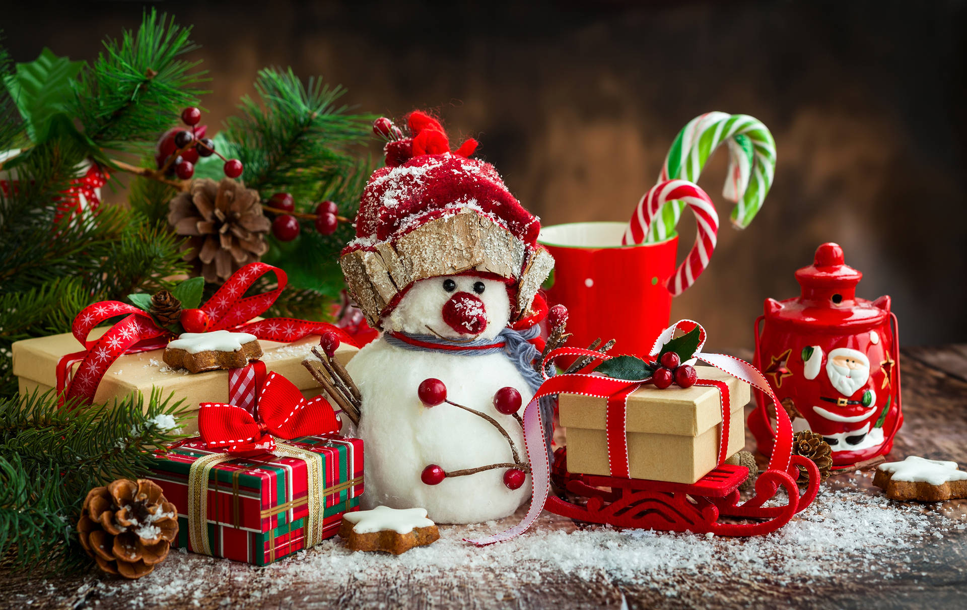 Little Snowman Christmas Presents Wallpaper