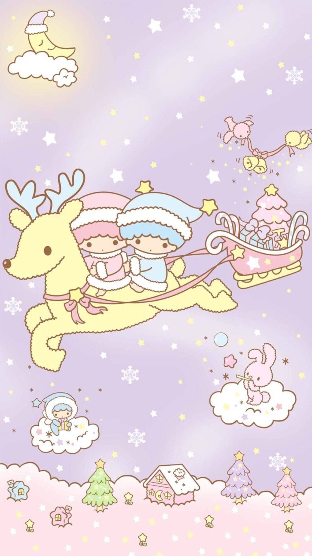 Lille Twin Stars Reindeer Hoppe Totoro Scene Wallpaper
