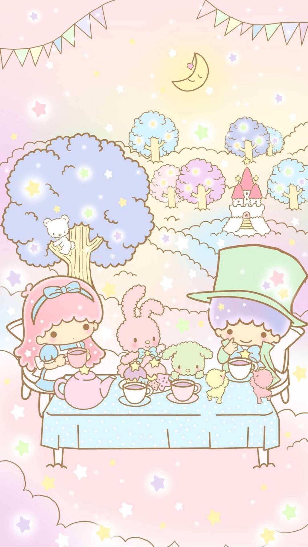Little Twin Stars Tea Party Wallpaper