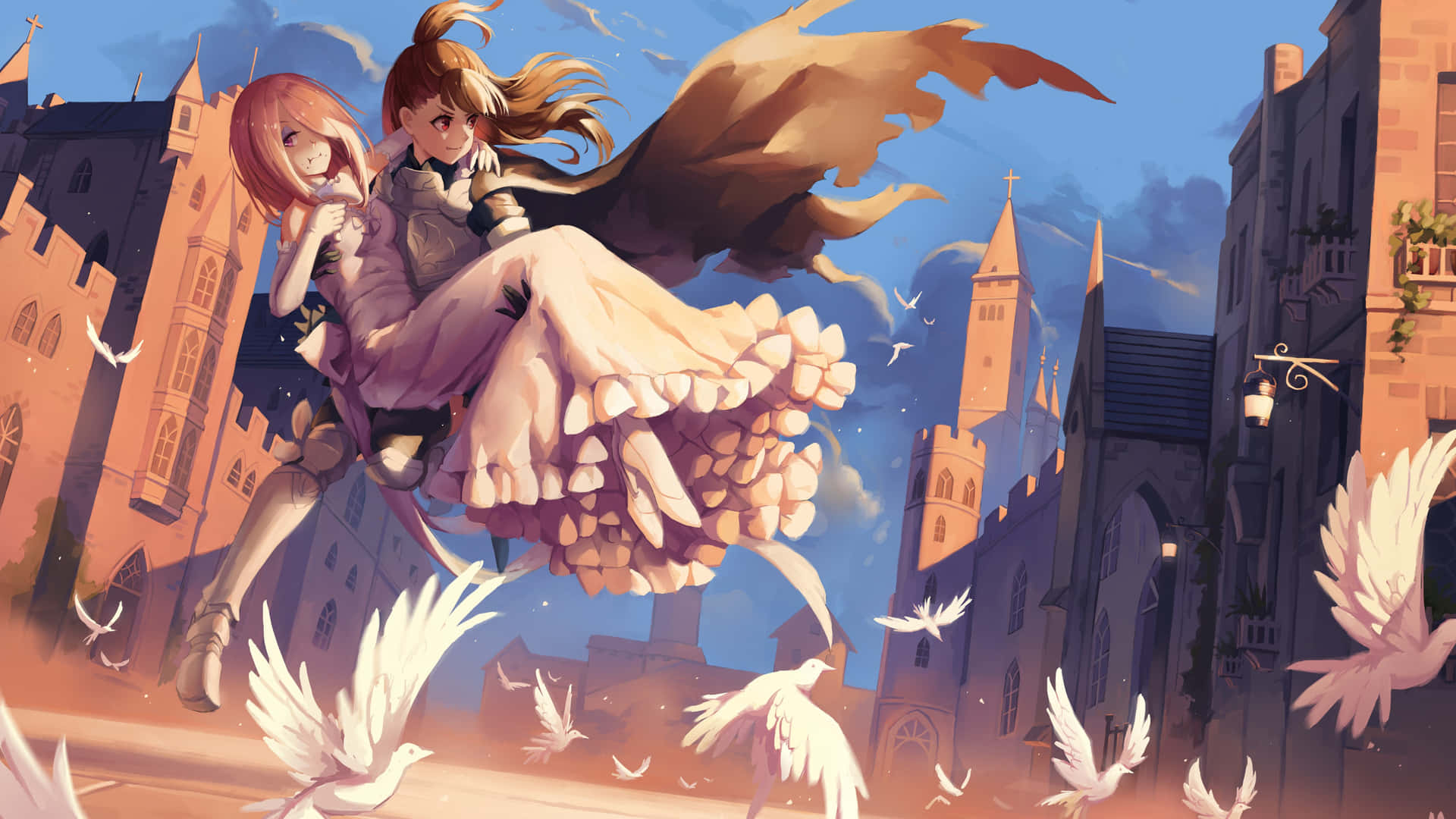 Little Witch Academia Atsuko Carrying Sucy Wallpaper