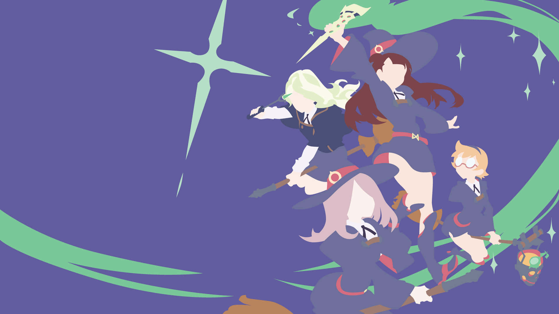 Download Little Witch Academia Characters Minimalist Aesthetic Wallpaper |  