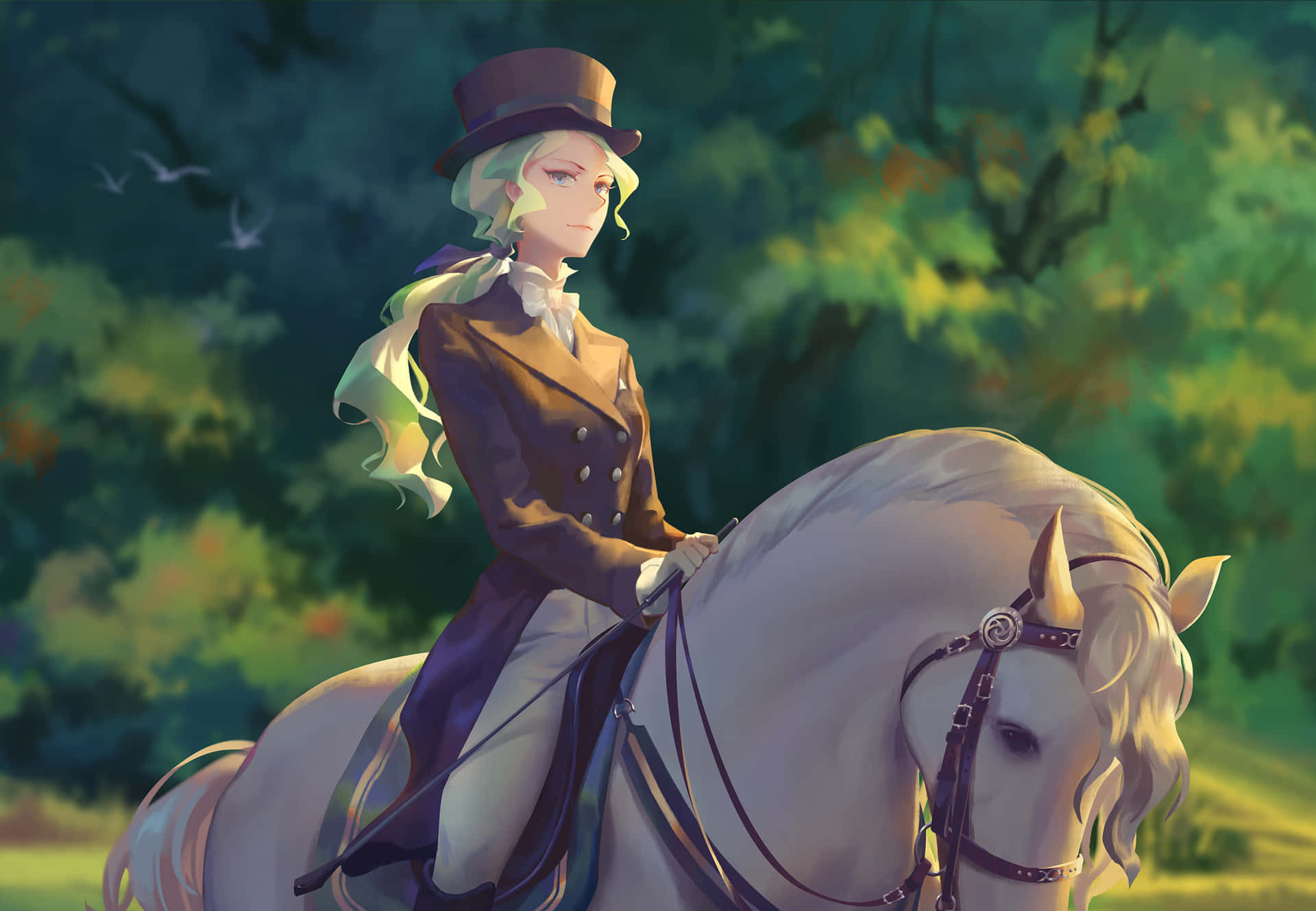 Little Witch Academia Diana On A Horse Wallpaper