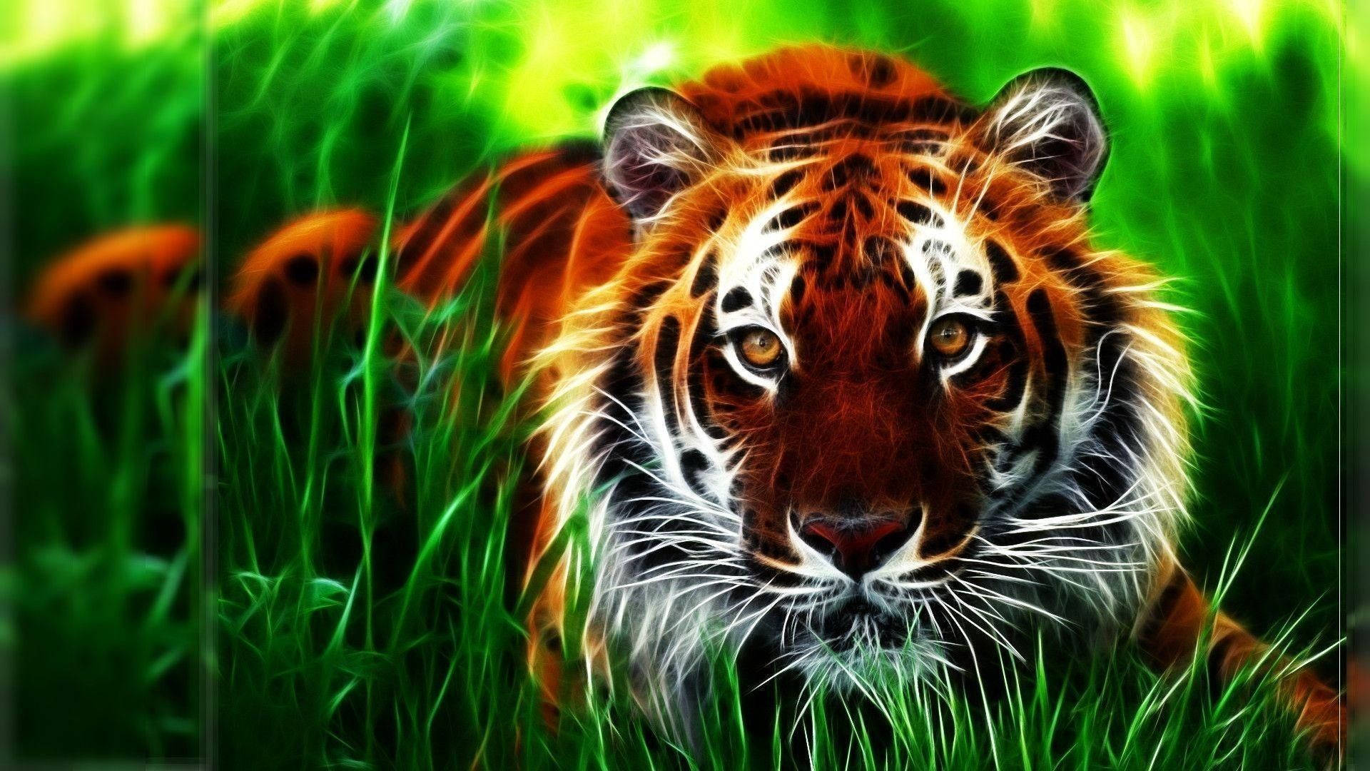 Live 3d Tiger Art Background