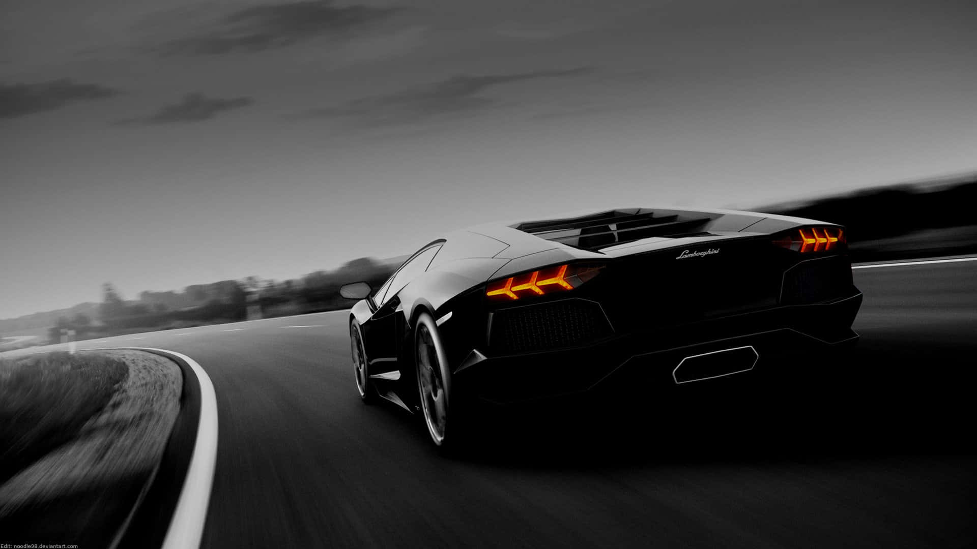 Levandebil Lamborghini Aventador I Svart På Datorn Eller Mobilens Bakgrundsbild. Wallpaper