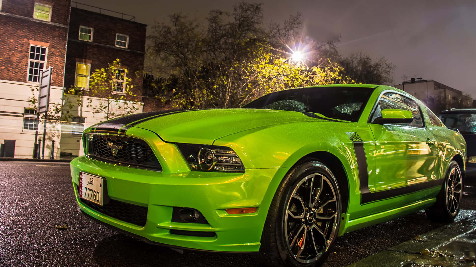 Geparkterapfelgrüner Mustang, Live-auto Wallpaper