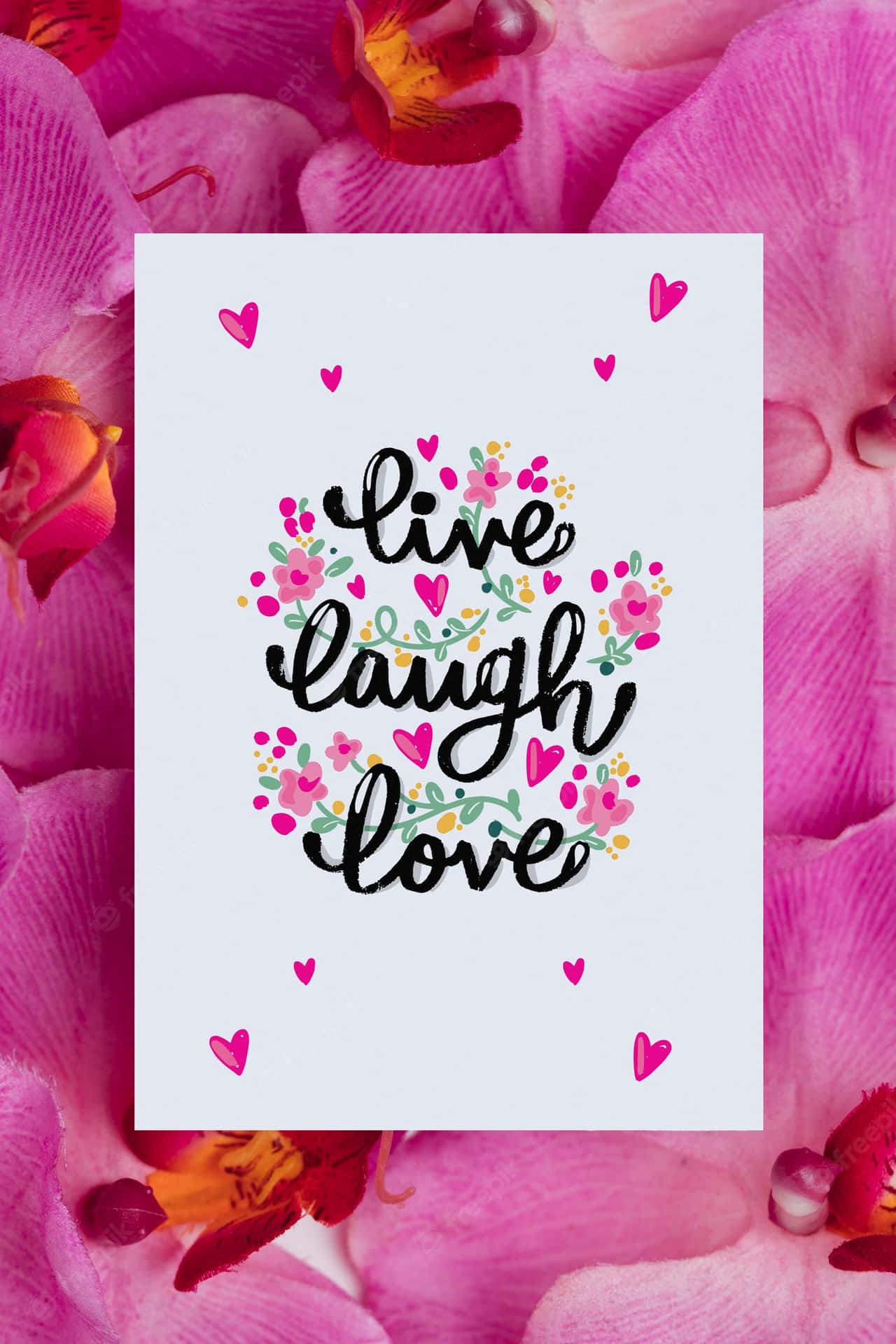 Live Laugh Love Flower Petals Wallpaper