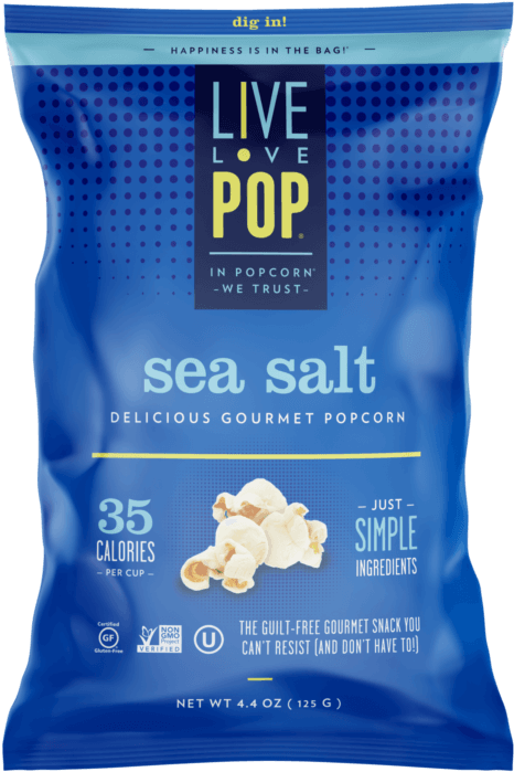 Live Love Pop Sea Salt Popcorn Bag PNG