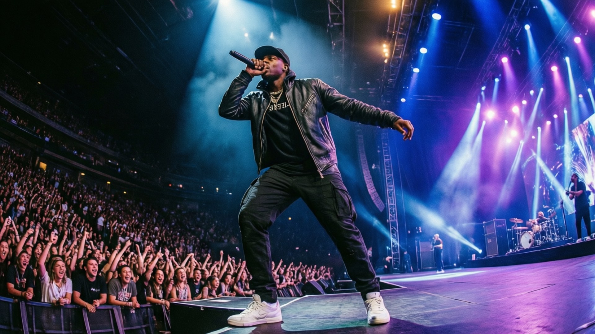 Live Performance Papéis de Parede — Vince Staples se apresentando em um show com luzes coloridas