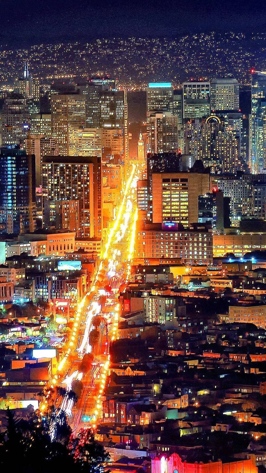 Lively Night In San Francisco Iphone Wallpaper