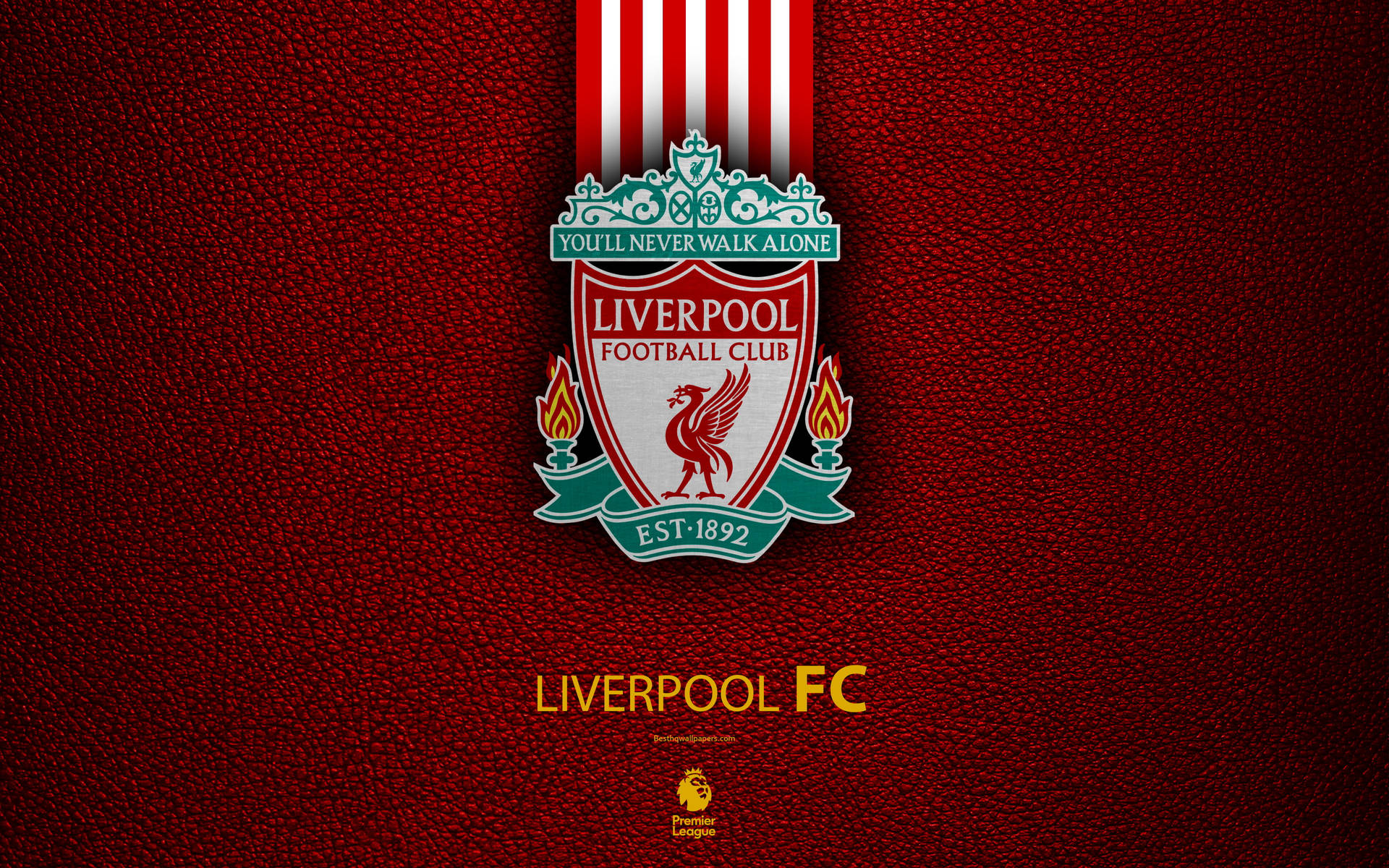 Liverpool4k Logo Auf Lederhintergrund Wallpaper