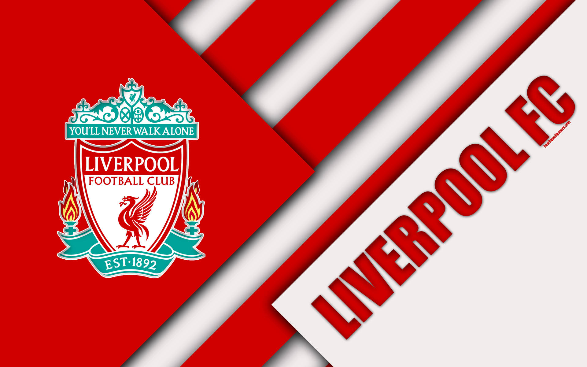 Liverpool 4K Rød Hvid Streger baggrund Wallpaper
