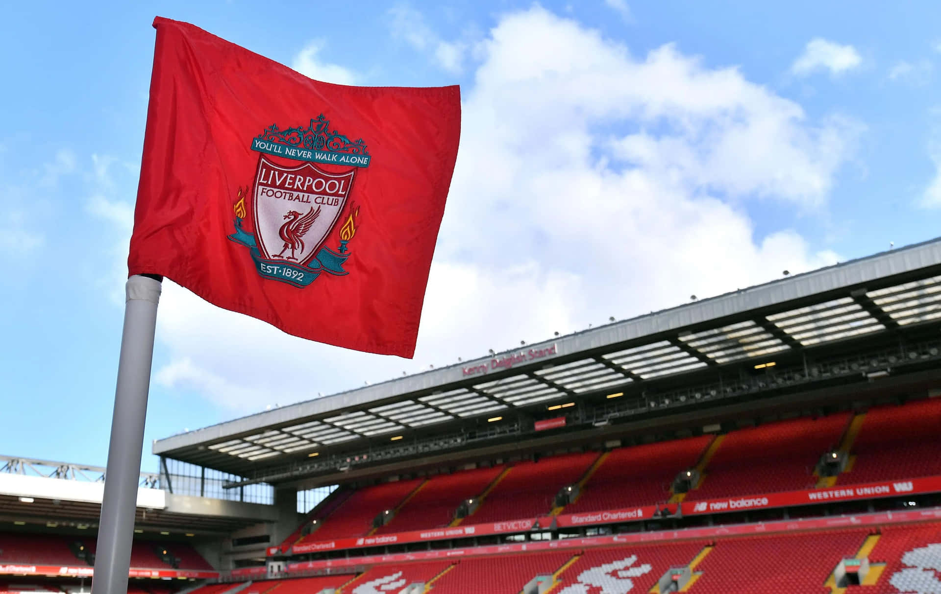 Liverpool F C Vlag Anfield Stadion Achtergrond