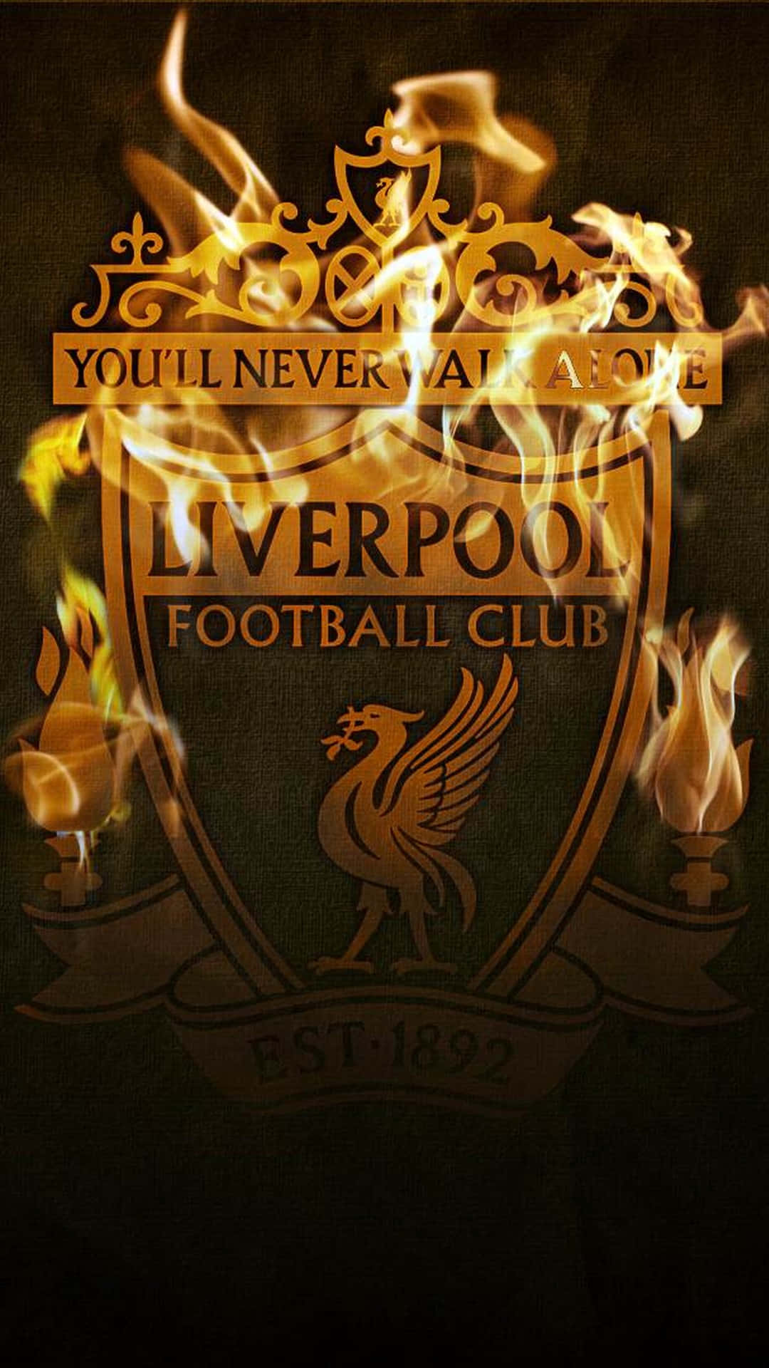 Liverpool FC logo i ilden Wallpaper
