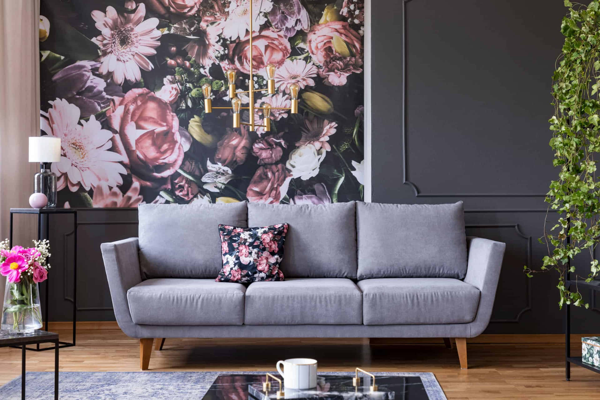 paperStue sofa mod floral tapet. Wallpaper