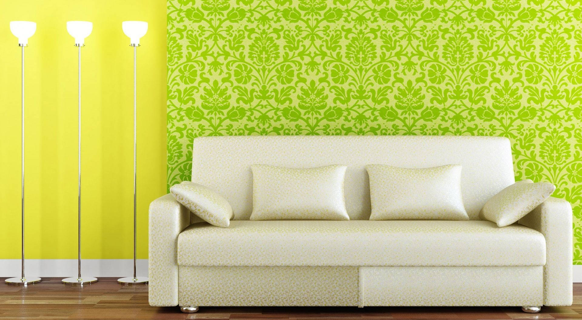 Living Room With Green Wallpaper Wallpaper