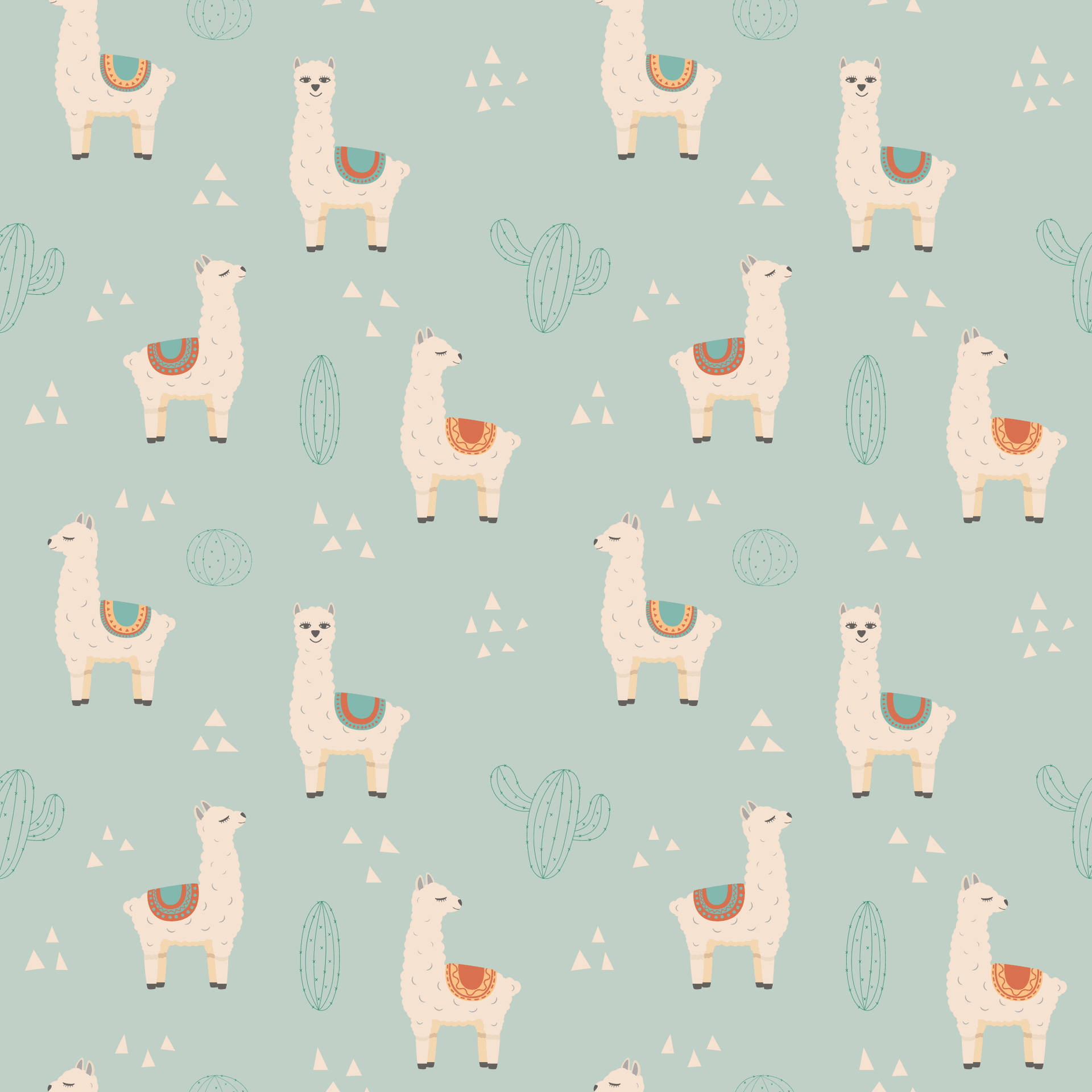 Lama Vector Ikoner Tapet: Et tapet, der viser vector-ikoner af lamaer. Wallpaper