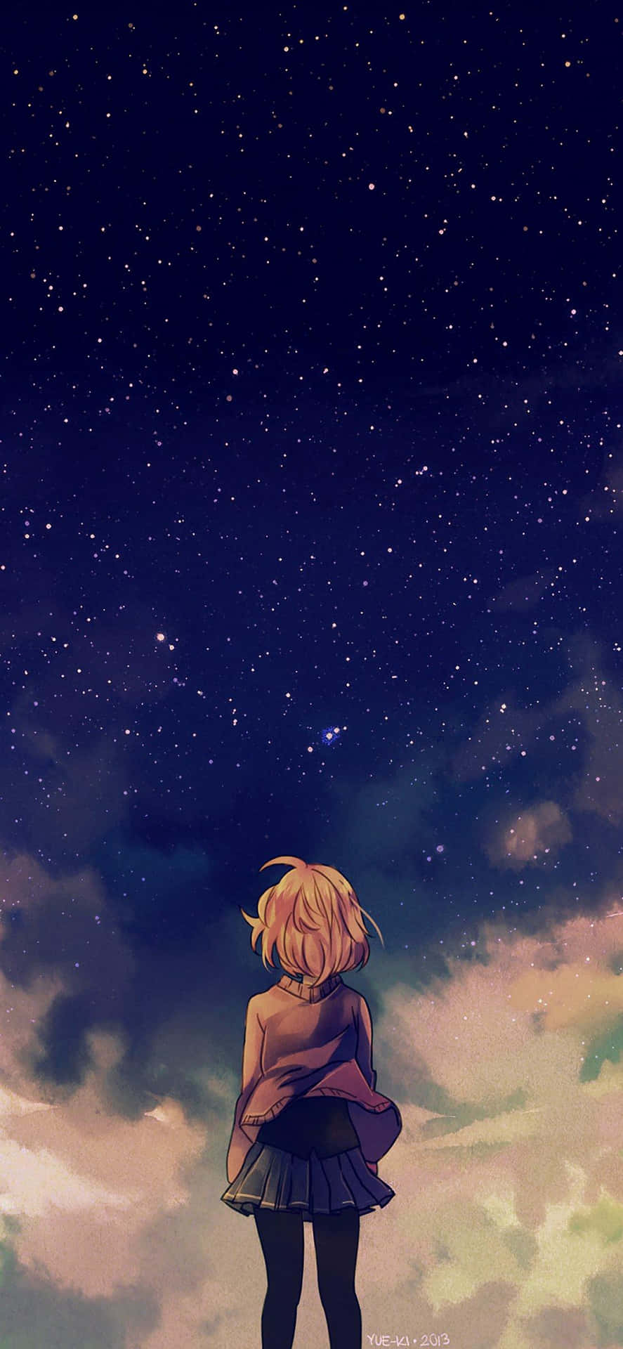 Lo Fi Anime Chill Girl Looking In Sky Wallpaper