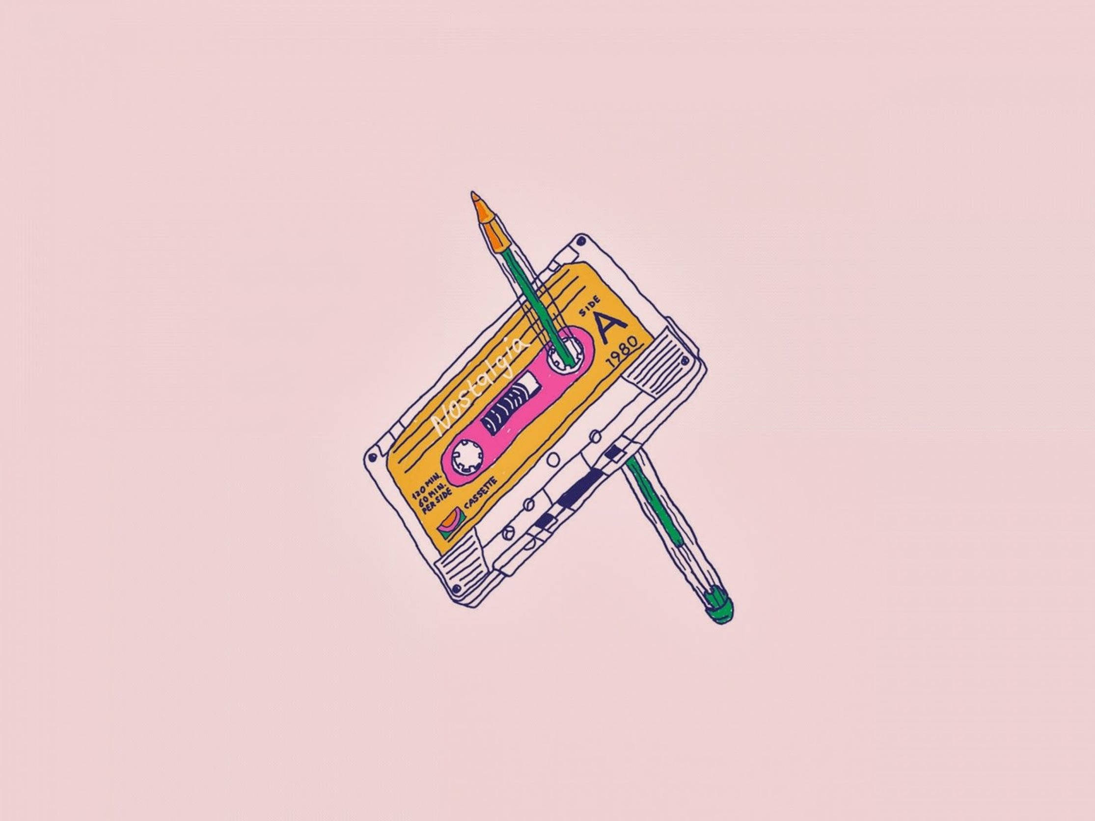 Lo Fi Anime Music Tape And Pencil Wallpaper