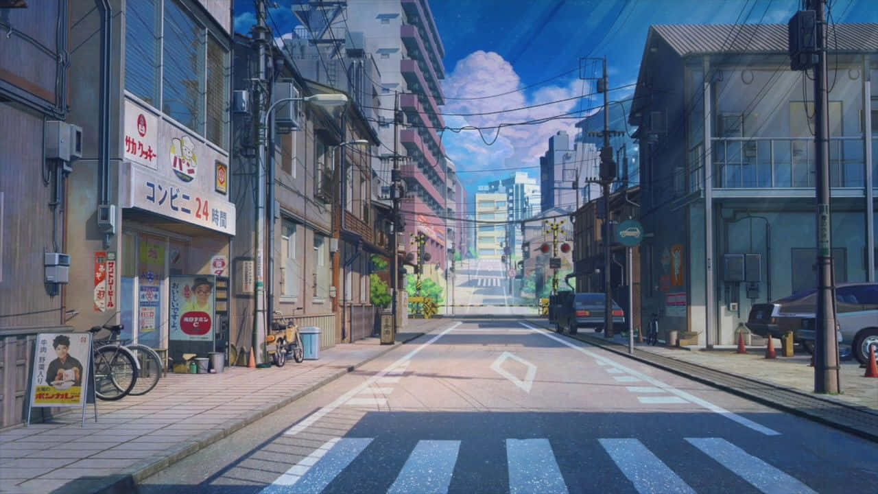 Anime City Lo Fi Desktop Wallpaper