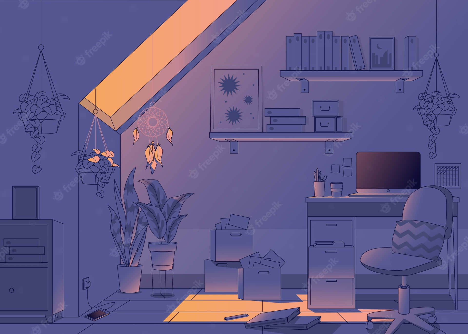 Comfortably Relax in a Cozy Lo-Fi Room Wallpaper