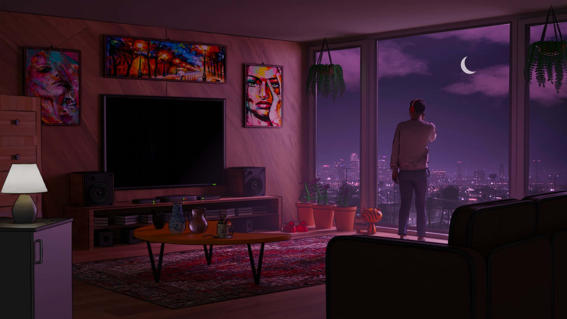 Relax, unwind and connect in Lo Fi Room Wallpaper