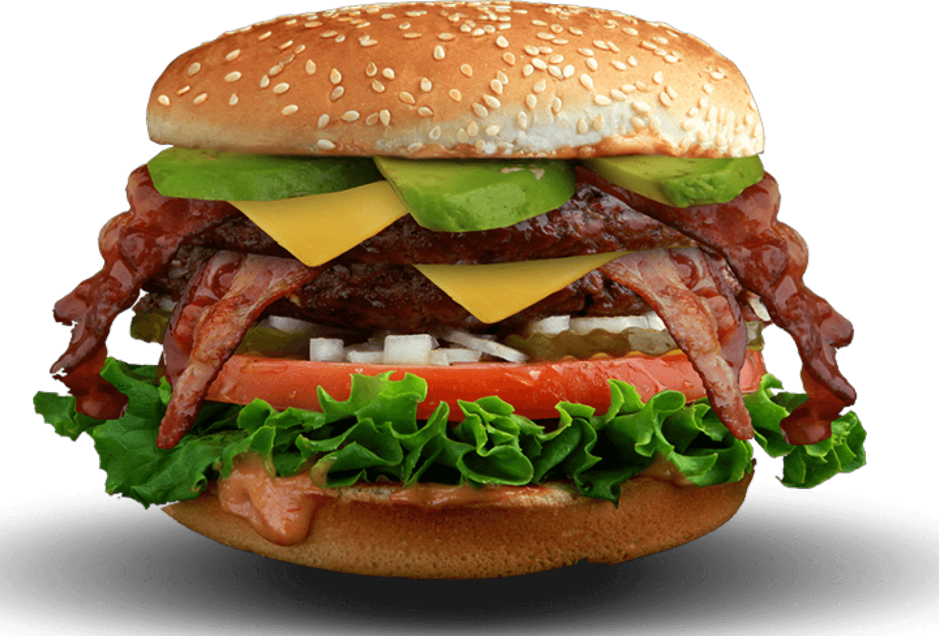 Loaded Bacon Avocado Burger PNG