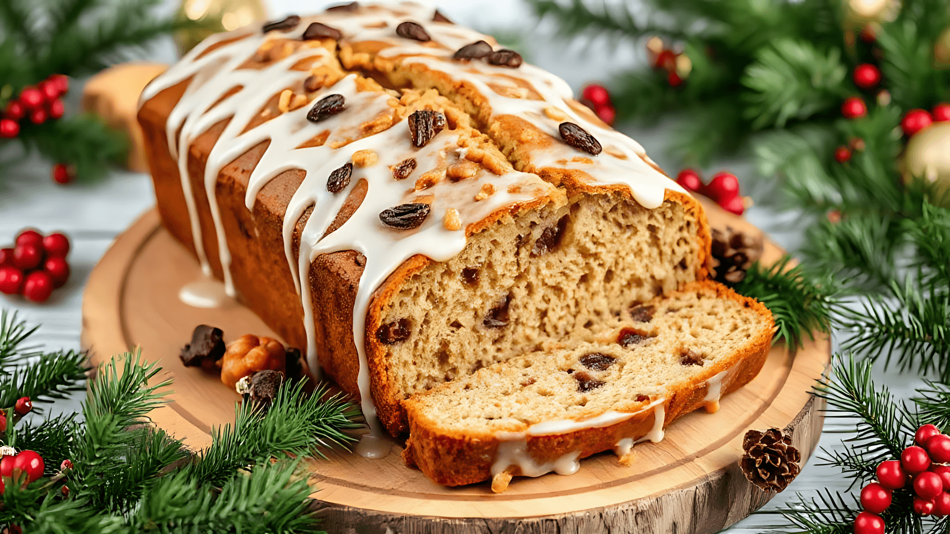 Loaf Of Holiday Bread With Nuts And Dried Fruit Wallpaper
