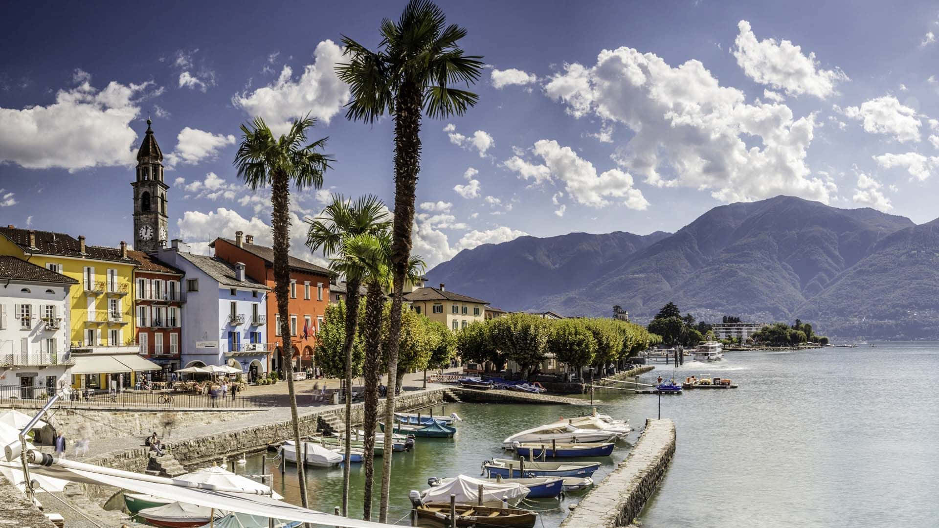 Locarno Lakeside Promenade Switzerland Wallpaper