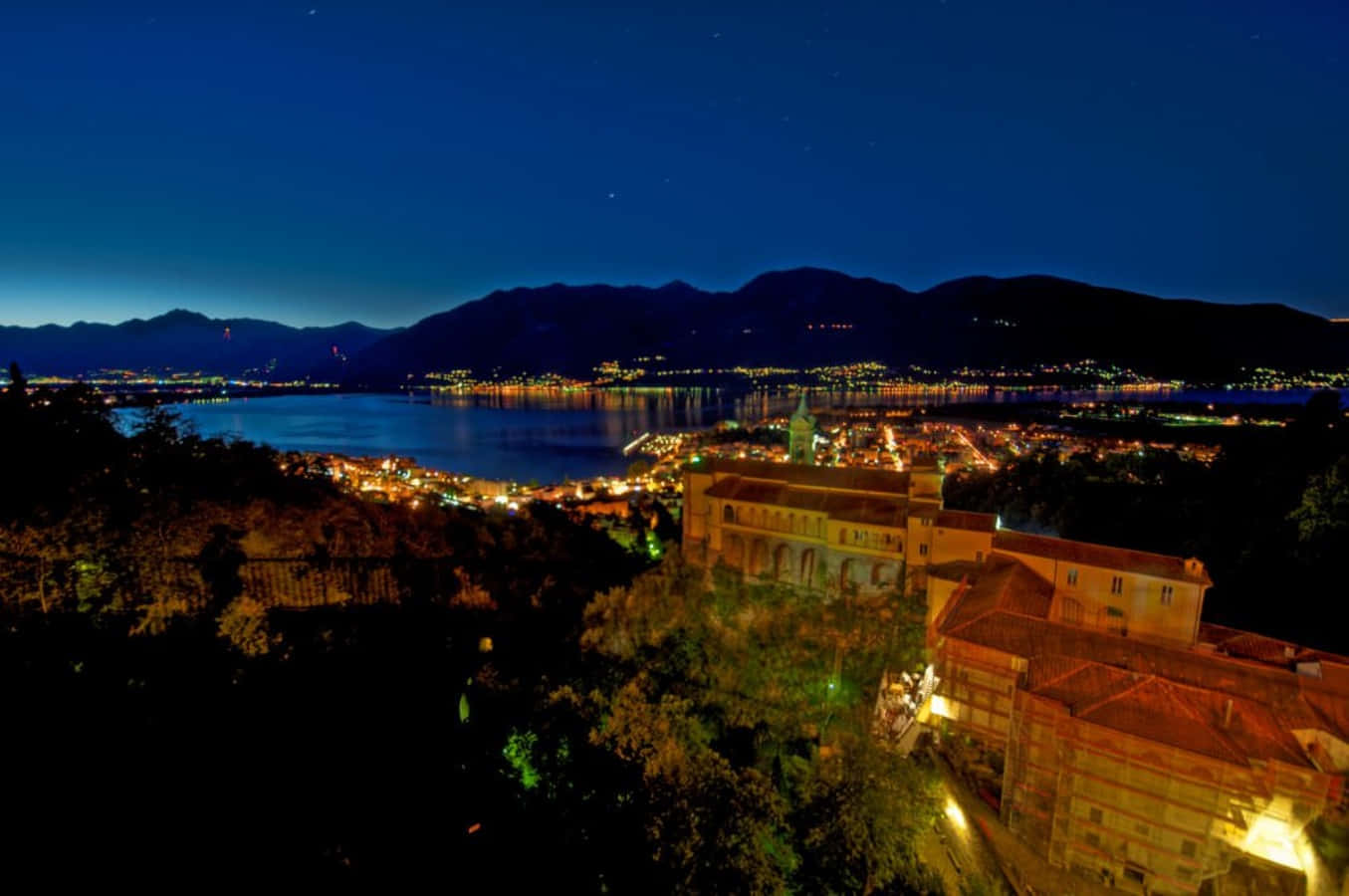 Locarno Nighttime Panorama Wallpaper