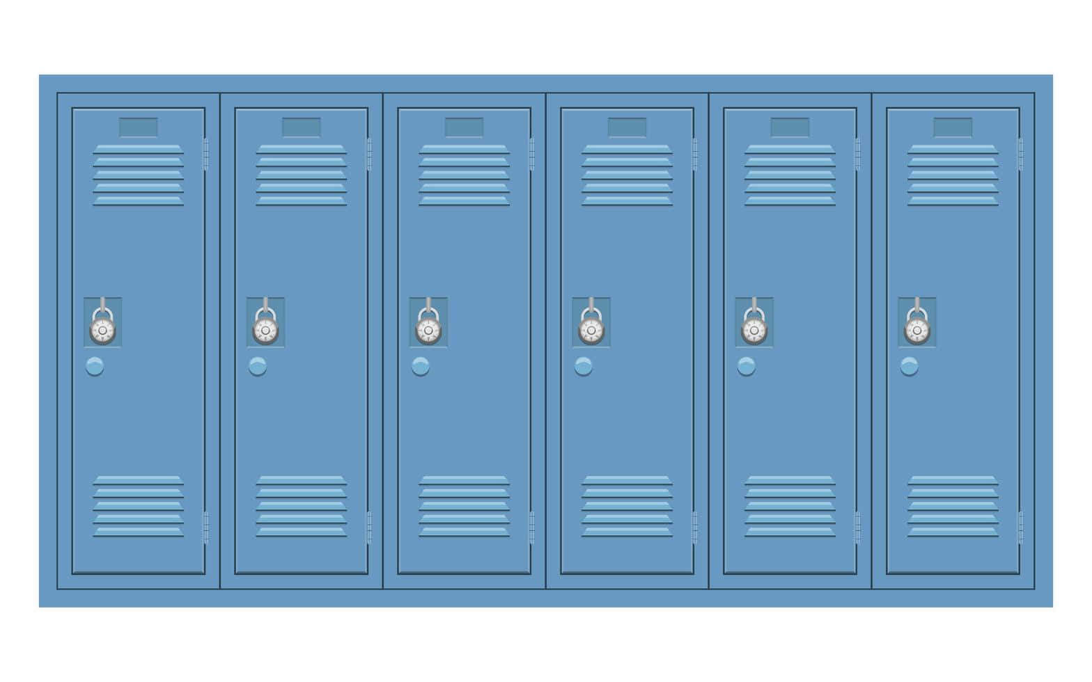 Blue Lockers On A White Background