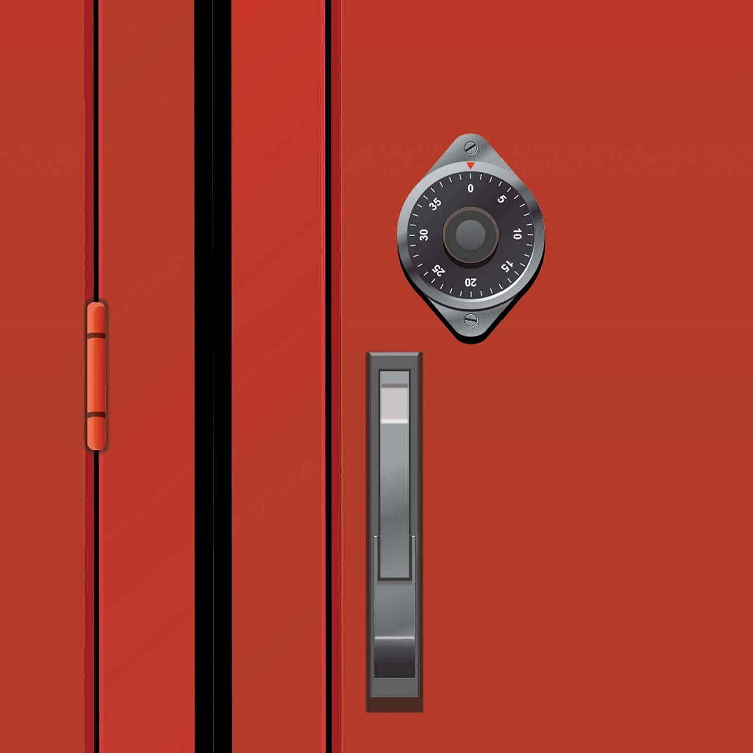A Red Door With A Lock And Key