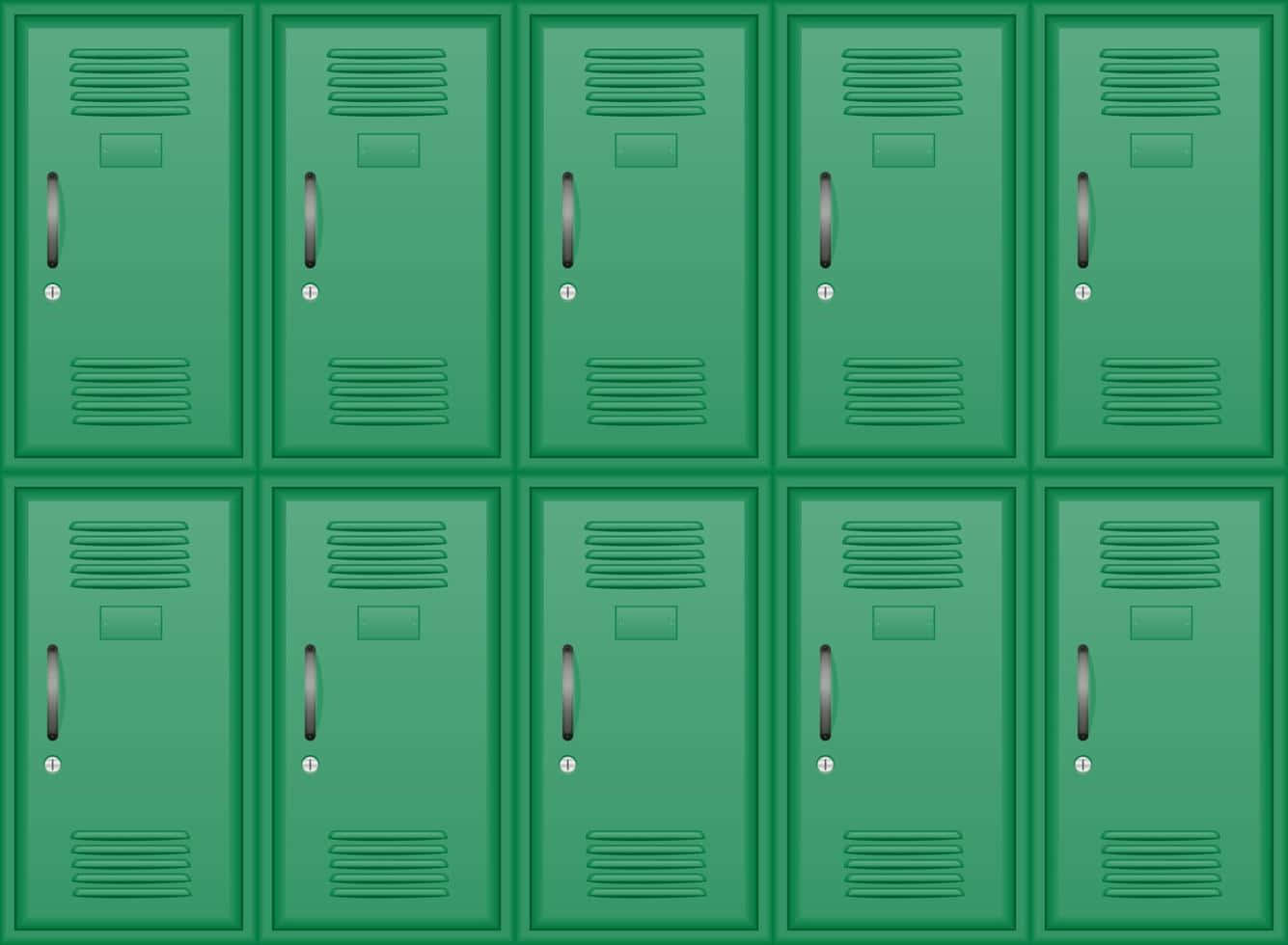Green Lockers On A Background
