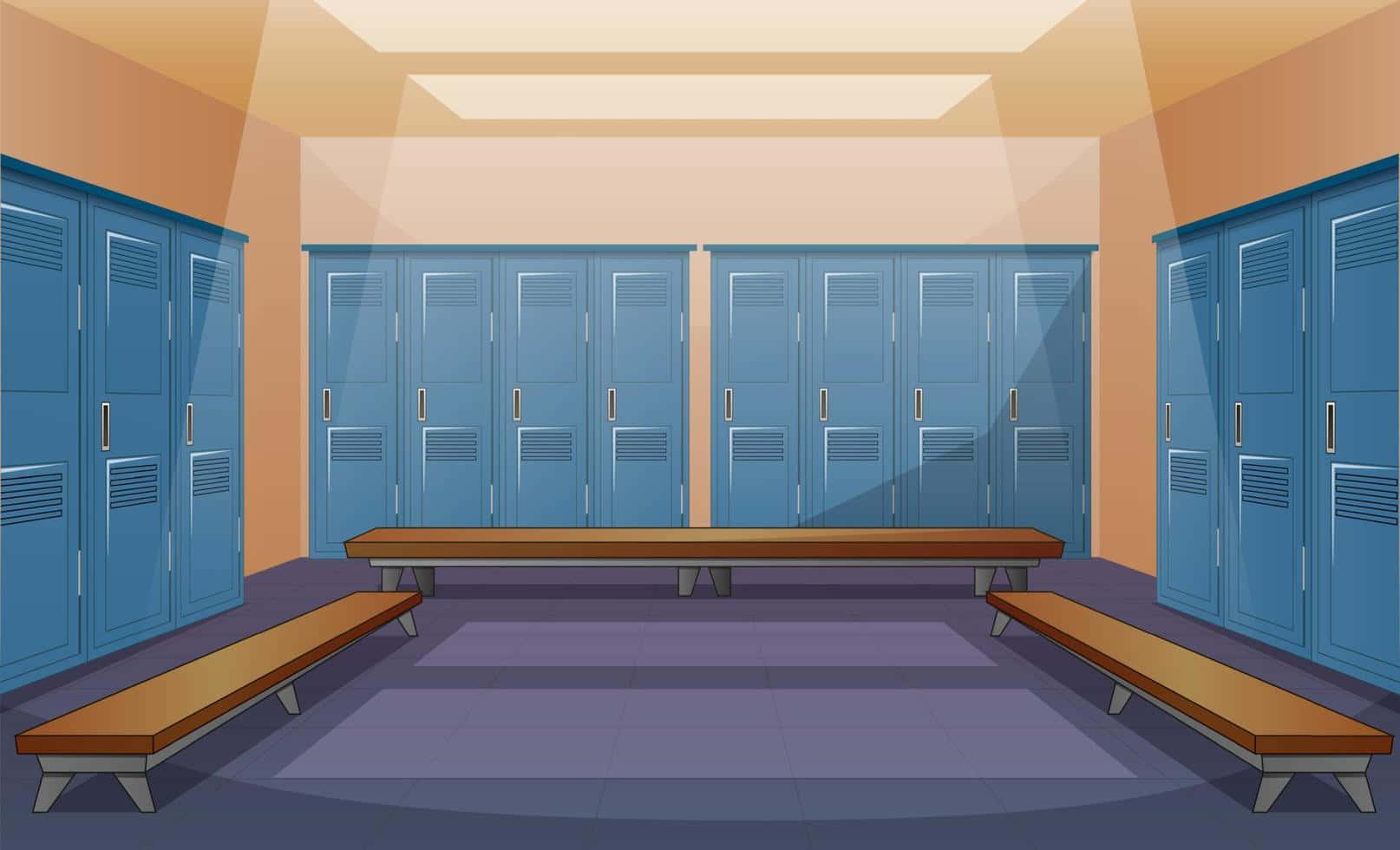 A Locker Room With Benches And Lockers